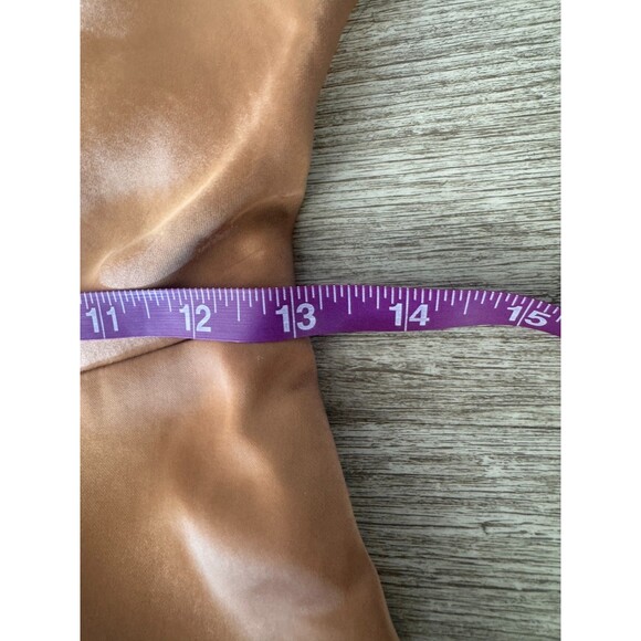 NWT Oh Polly Bronze Satin Cowl Neck Mini Dress US4 Floral Rhinestone Party - Picture 8 of 11